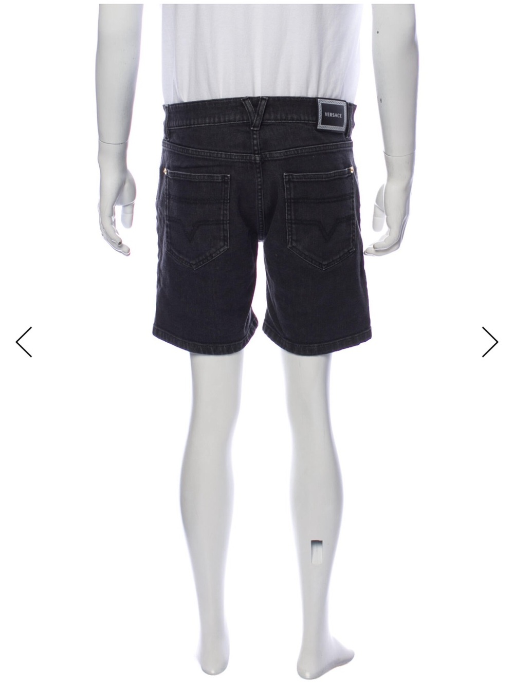 Versace Black Denim Shorts with Gold Accents - Picture 2 of 13